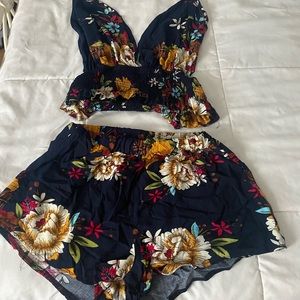 Shein floral two piece short set